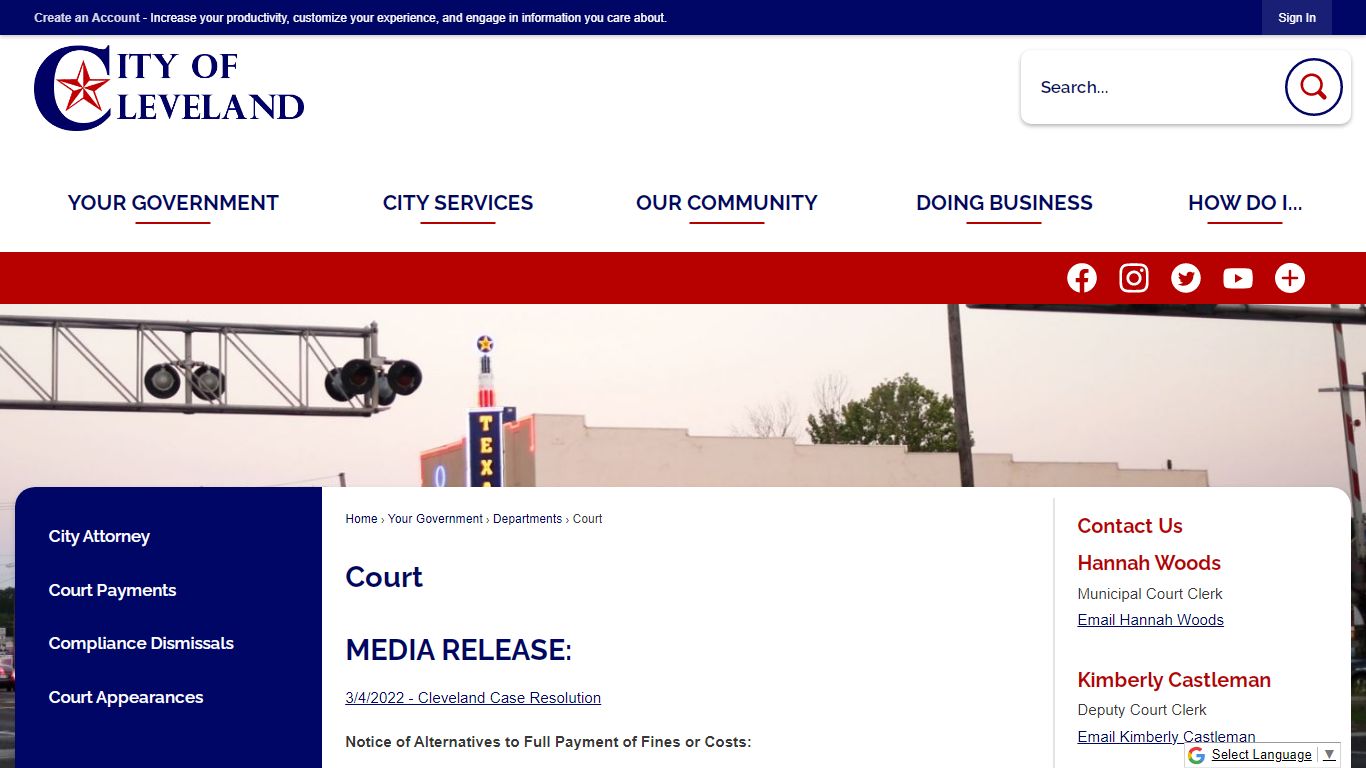 Court | Cleveland, TX - Official Website